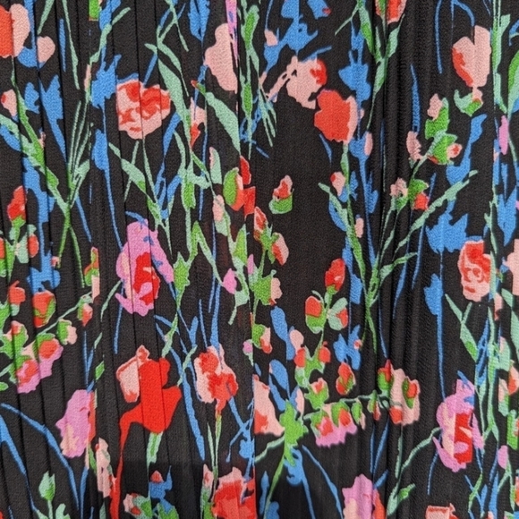 ZARA Floral Annie Long Sleeve Pleated Mini Dress - Picture 6 of 8